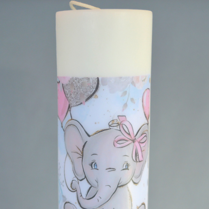 Lumanare Botez Elefant cu roz [4]