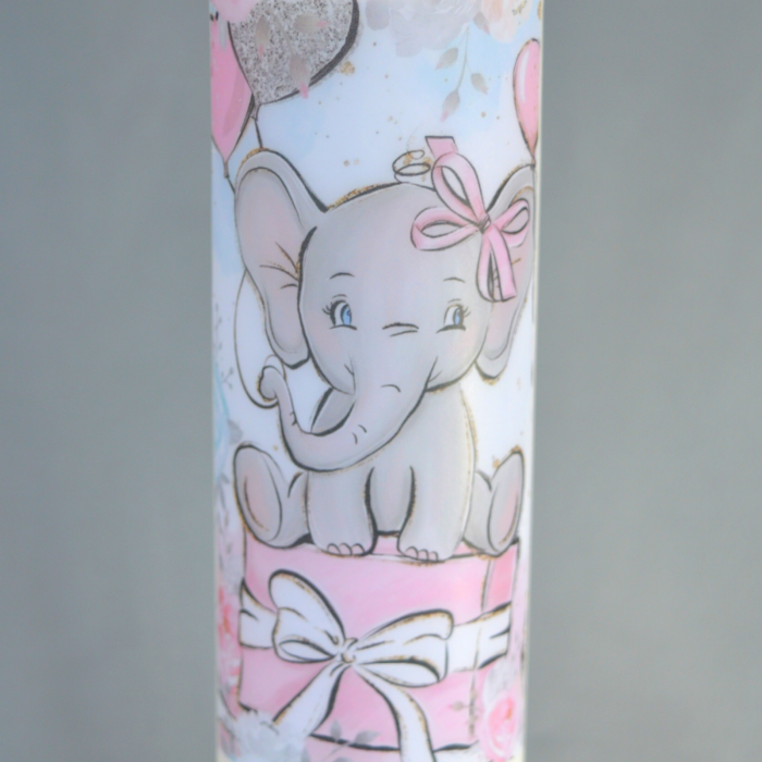 Lumanare Botez Elefant cu roz [9]