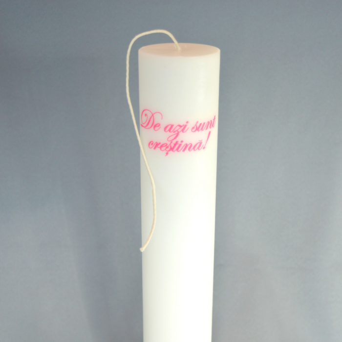 Lumanare Botez Fete cu mesaj H35cm D4,5cm [3]
