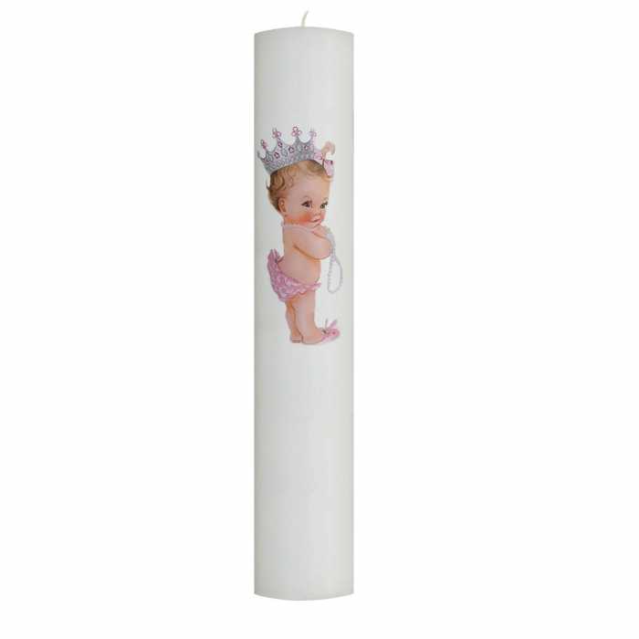 Lumanare Botez Printesa cu roz H30cm D5,5cm [2]