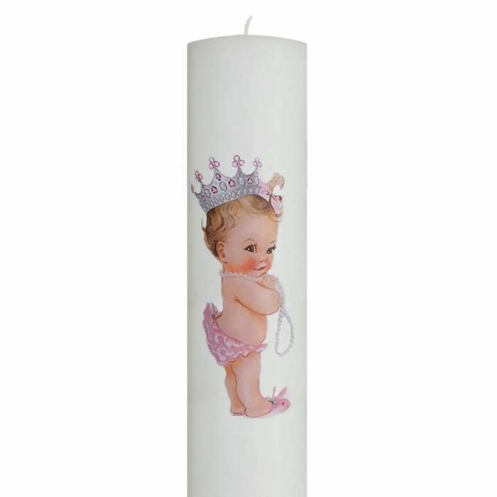 Lumanare Botez Printesa cu roz H30cm D5,5cm [3]