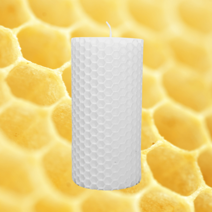 Lumanare Marturie din Ceara de Albine naturala tip fagure colorat - Alb [2]
