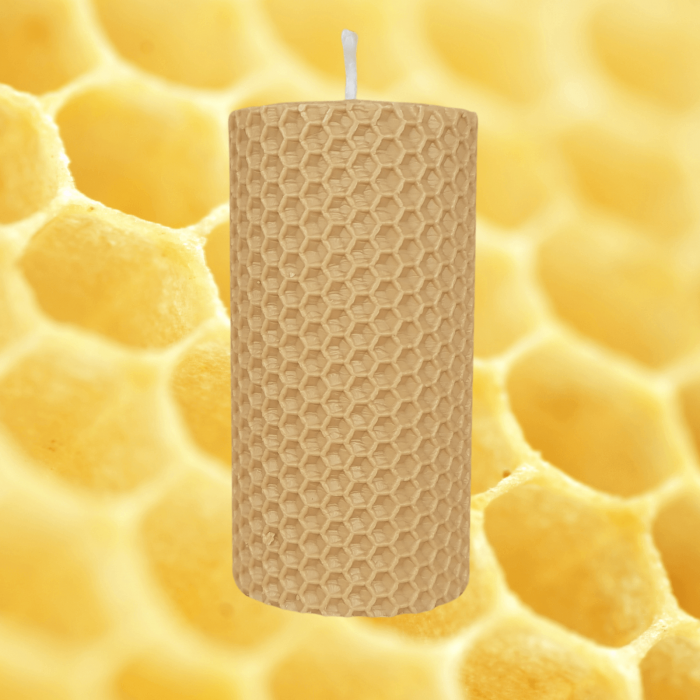 Lumanare Marturie din Ceara de Albine naturala tip fagure colorat Bej [2]