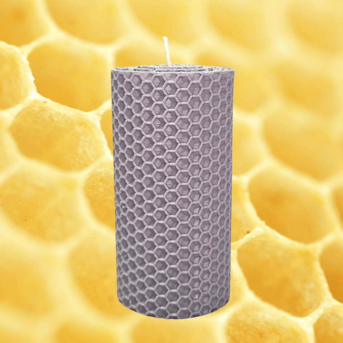 Lumanare Marturie din Ceara de Albine naturala tip fagure colorat Gri [2]