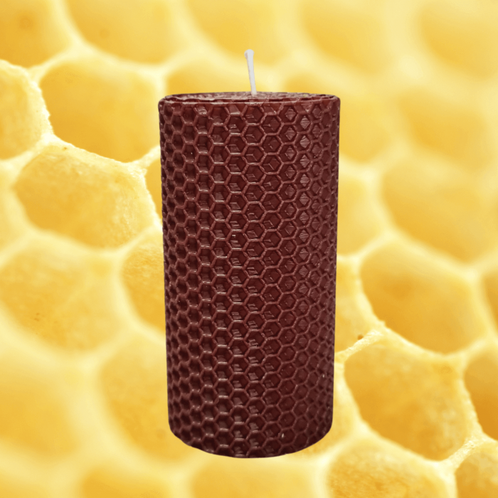 Lumanare Marturie din Ceara de Albine naturala tip fagure colorat Maro [2]