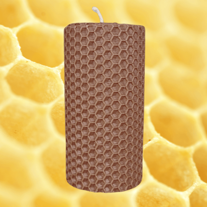 Lumanare Marturie din Ceara de Albine naturala tip fagure colorat Maro Cappuccino [2]