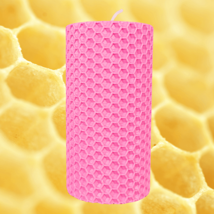 Lumanare Marturie din Ceara de Albine naturala tip fagure colorat - Roz [2]