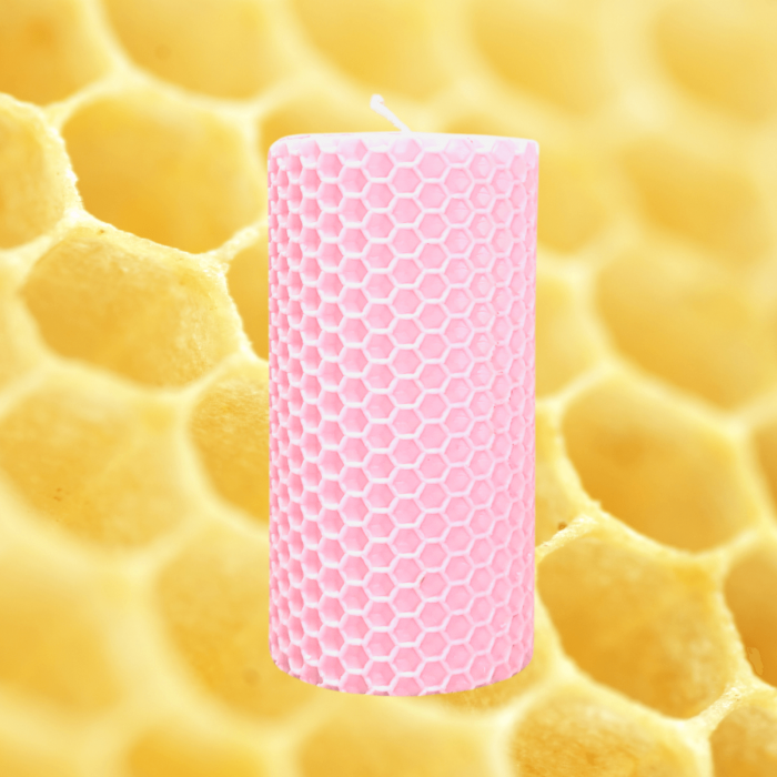 Lumanare Marturie din Ceara de Albine naturala tip fagure colorat Roz deschis [2]