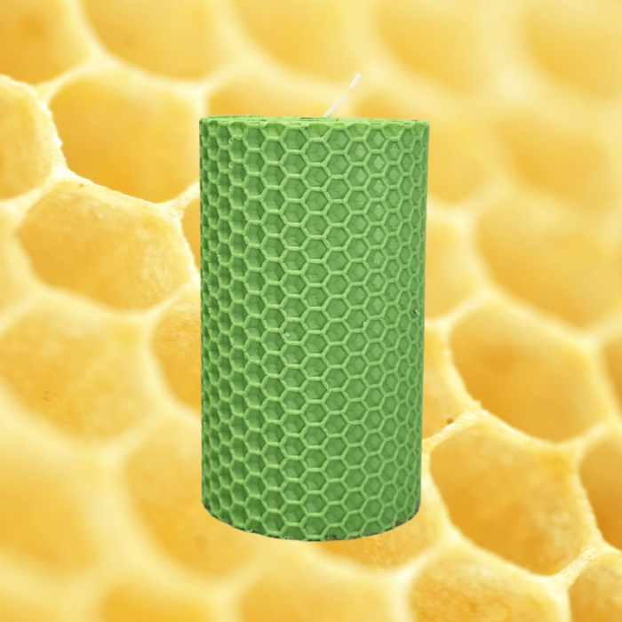 Lumanare Marturie din Ceara de Albine naturala tip fagure colorat - Verde deschis [2]