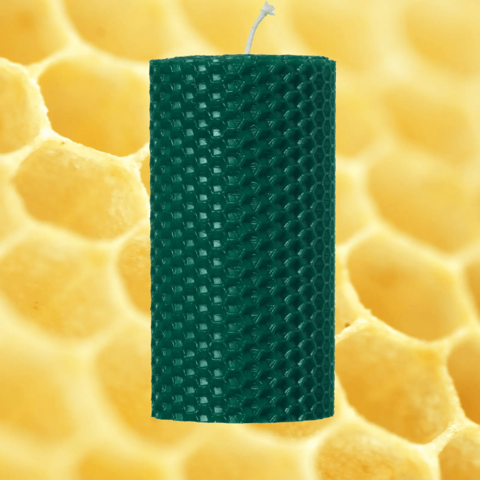 Lumanare Marturie din Ceara de Albine naturala tip fagure colorat - Verde inchis [4]