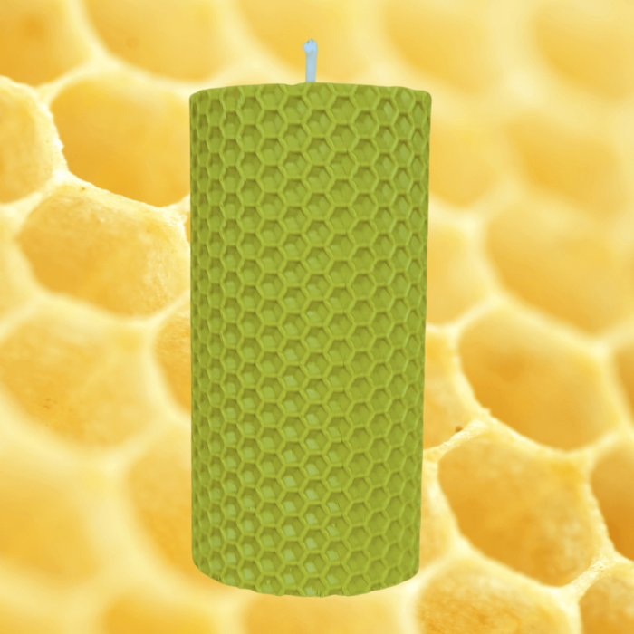 Lumanare Marturie din Ceara de Albine naturala tip fagure colorat Verde Lime [2]