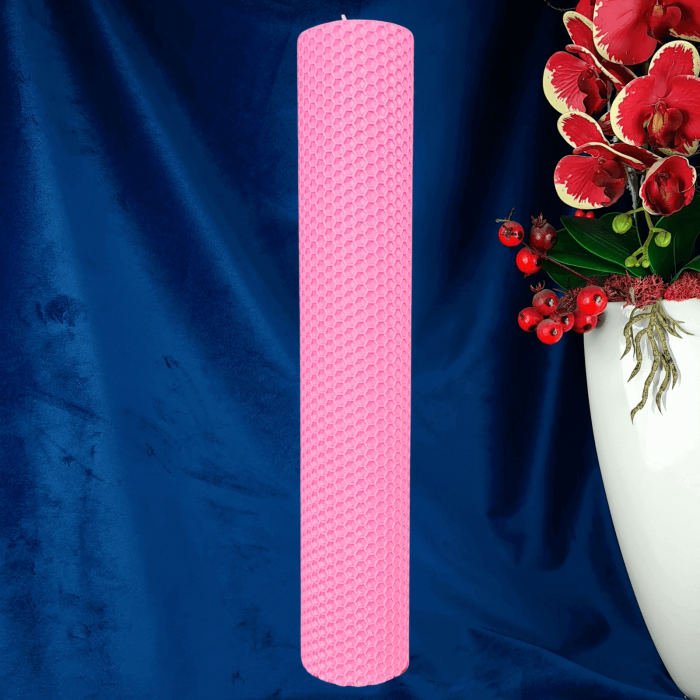 Lumanare naturala fagure din Ceara de Albine colorata Roz [3]