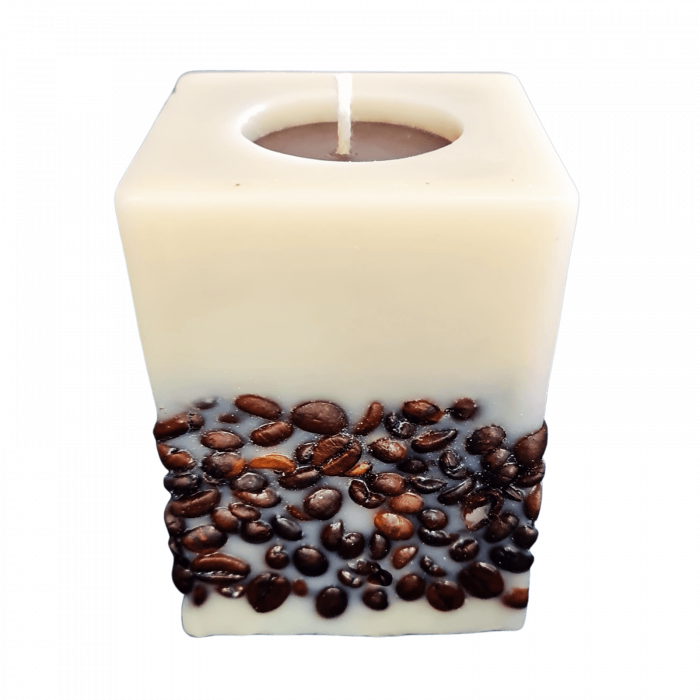 Lumânarea Artizanală Pătrată cu Boabe de Cafea [2]