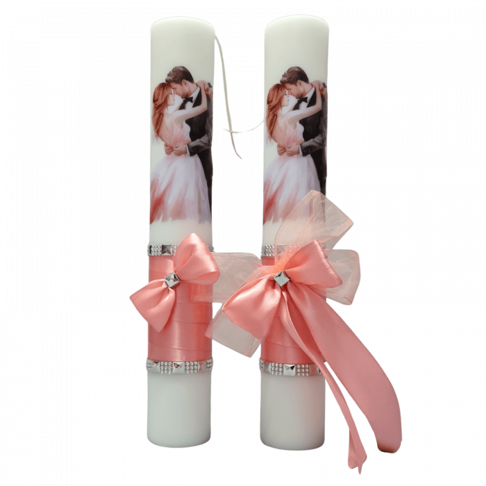 Set 2 Lumanari nunta decorate cu roz W3 [3]