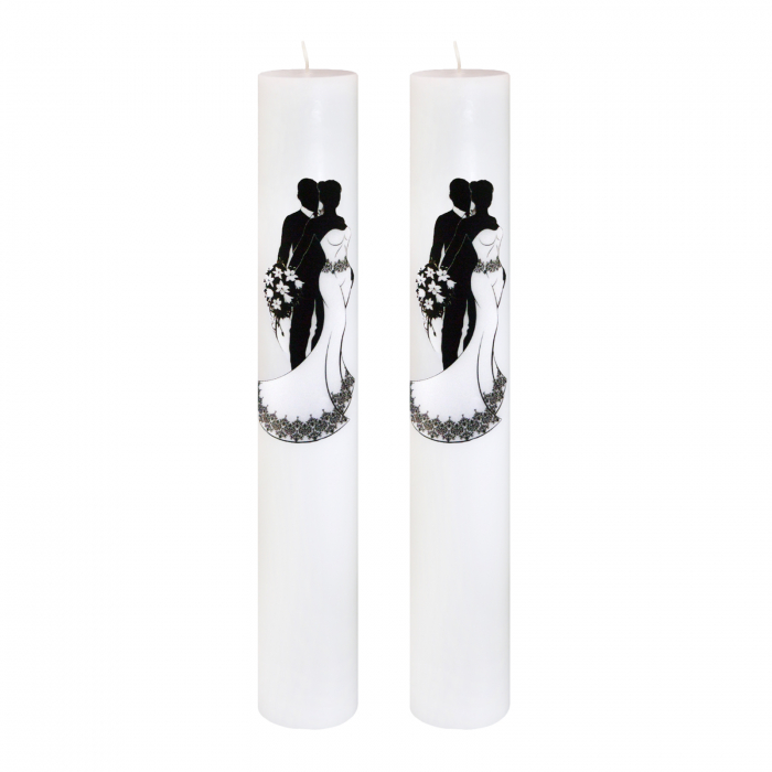 Set 2 Lumanari Nunta Mire si Mireasa Alb-Negru [8]