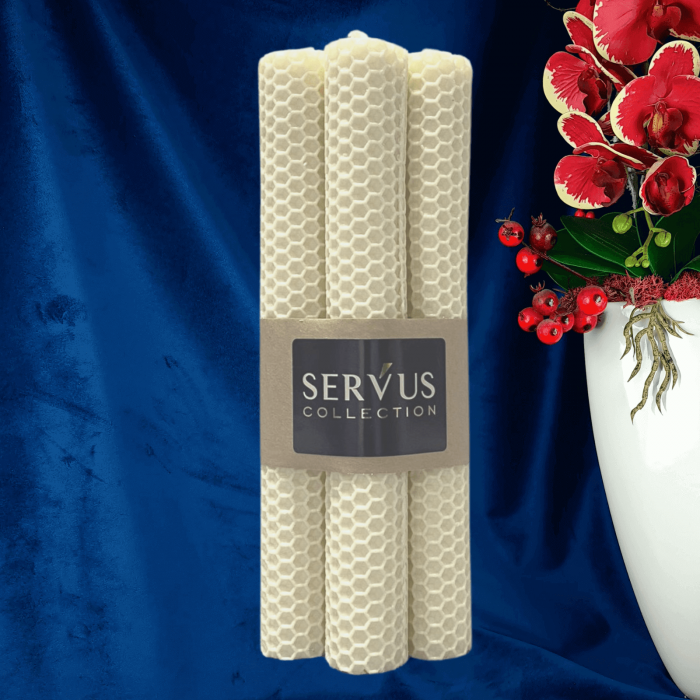 Set 4 Lumanari naturale fagure din Ceara de Albine colorata - Ivory [3]