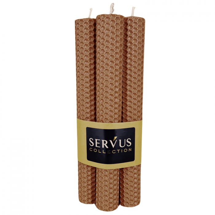 Set 4 Lumanari naturale fagure din Ceara de Albine colorata Maro Cappuccino [4]