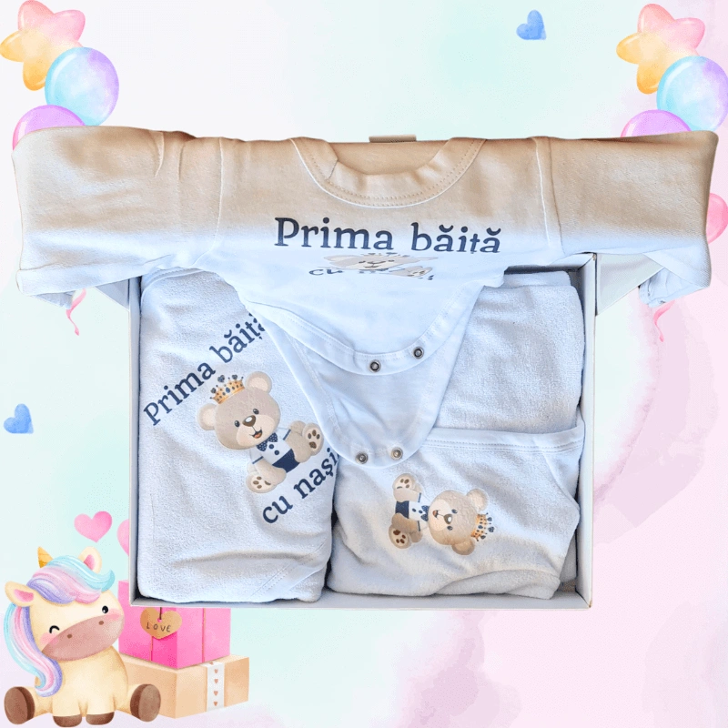 Set Prima Baie de la Nași Imprimat Ursulet albastru [2]