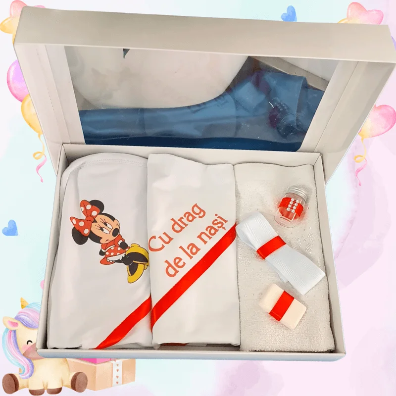 Trusou botez imprimat Minnie roșu cu mesaj [2]
