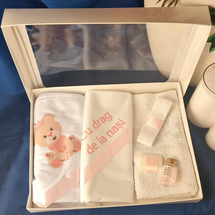 Trusou botez imprimat cu Ursulet roz [3]