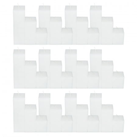12 Seturi de 3 Lumanari albe Patrate H21,H14,H7cm [0]
