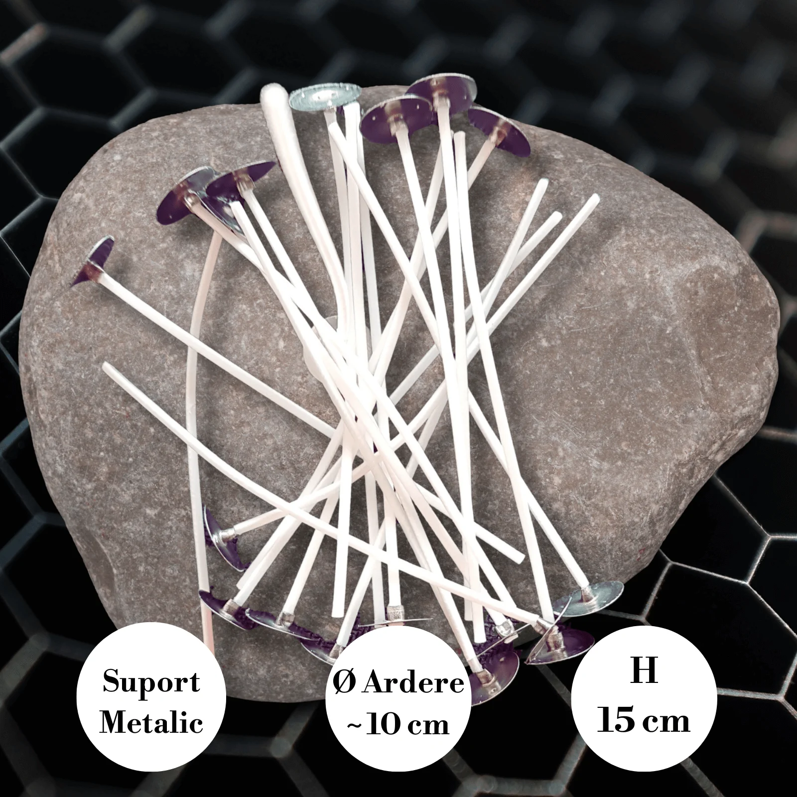 Fitil – Lumânări - Fitil Cerat din Bumbac cu Suport 15 cm | Ø Ardere ~10 cm – Seria Profesională SHW