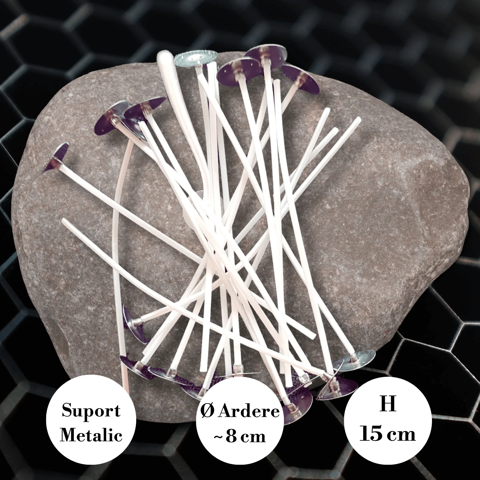 Fitil – Lumânări - Fitil Cerat din Bumbac cu Suport 15 cm | Ø Ardere ~8 cm – Seria Profesională SHW