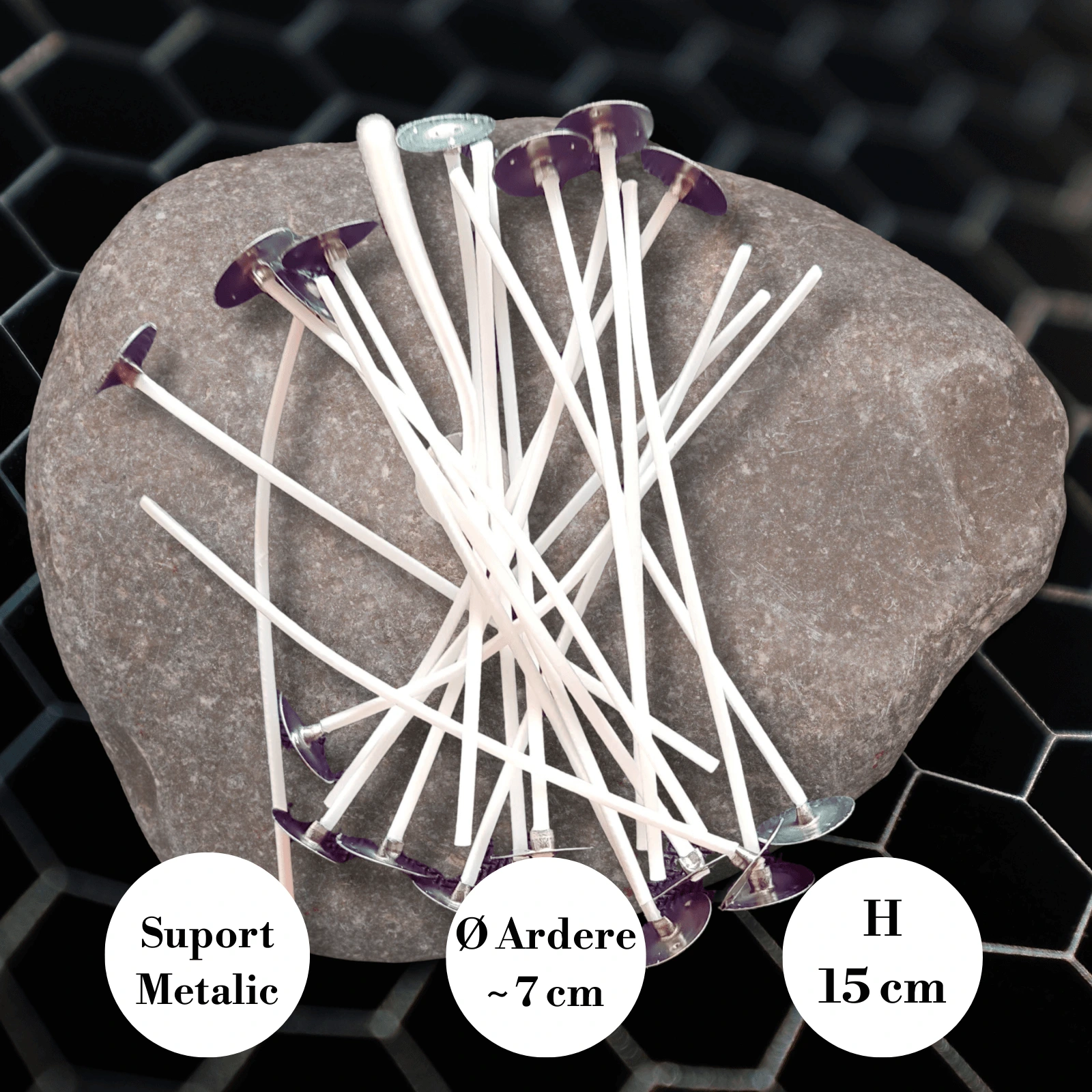 Fitil – Lumânări - Fitil Cerat din Bumbac cu Suport 15 cm | Ø Ardere ~7 cm – Seria Profesională SHW