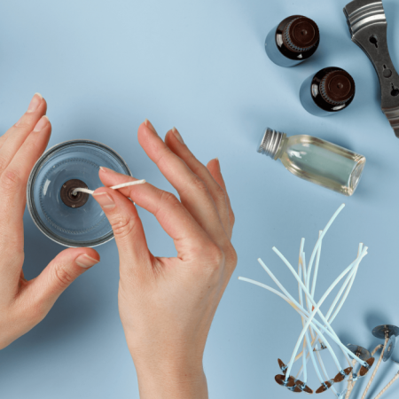 Fitil Cerat din Bumbac cu Suport 15 cm | Ø Ardere ~8 cm – Seria Profesională SHW [1]