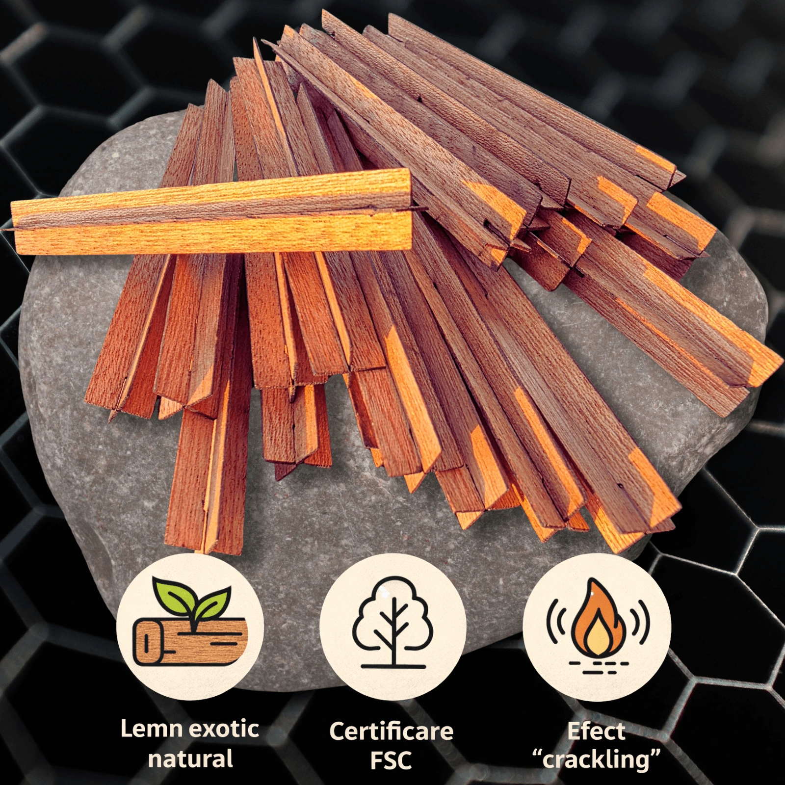 Fitil – Lumânări - Fitil din lemn exotic tip cruce (X) – 80 × 10 mm – set 20 buc