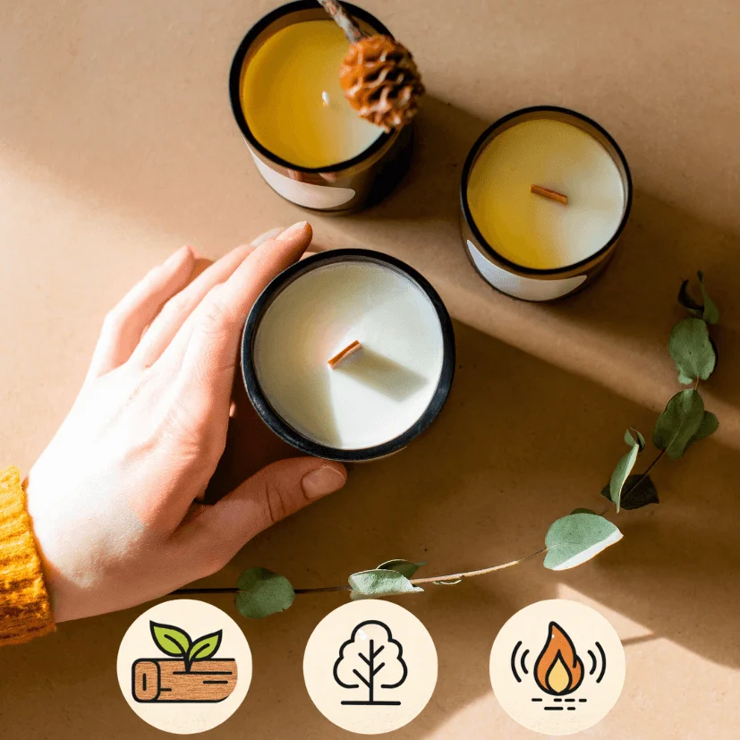 Fitil – Lumânări - Fitil din lemn exotic tip drept – 90 × 14 mm – set 20 buc