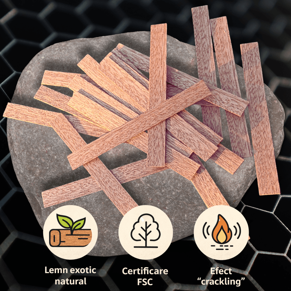 Fitil din lemn exotic tip drept – 90 × 14 mm – set 20 buc [1]