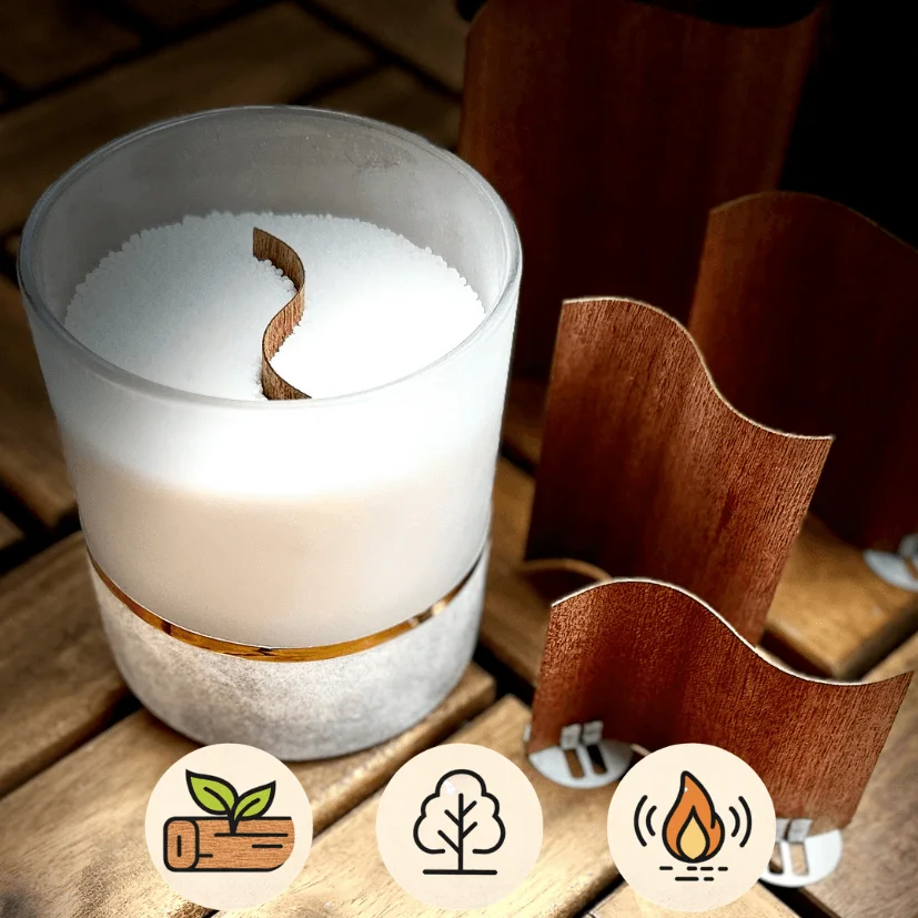 Fitil – Lumânări - Fitil din lemn exotic tip ondulat – 90 × 25 mm – set 20 buc