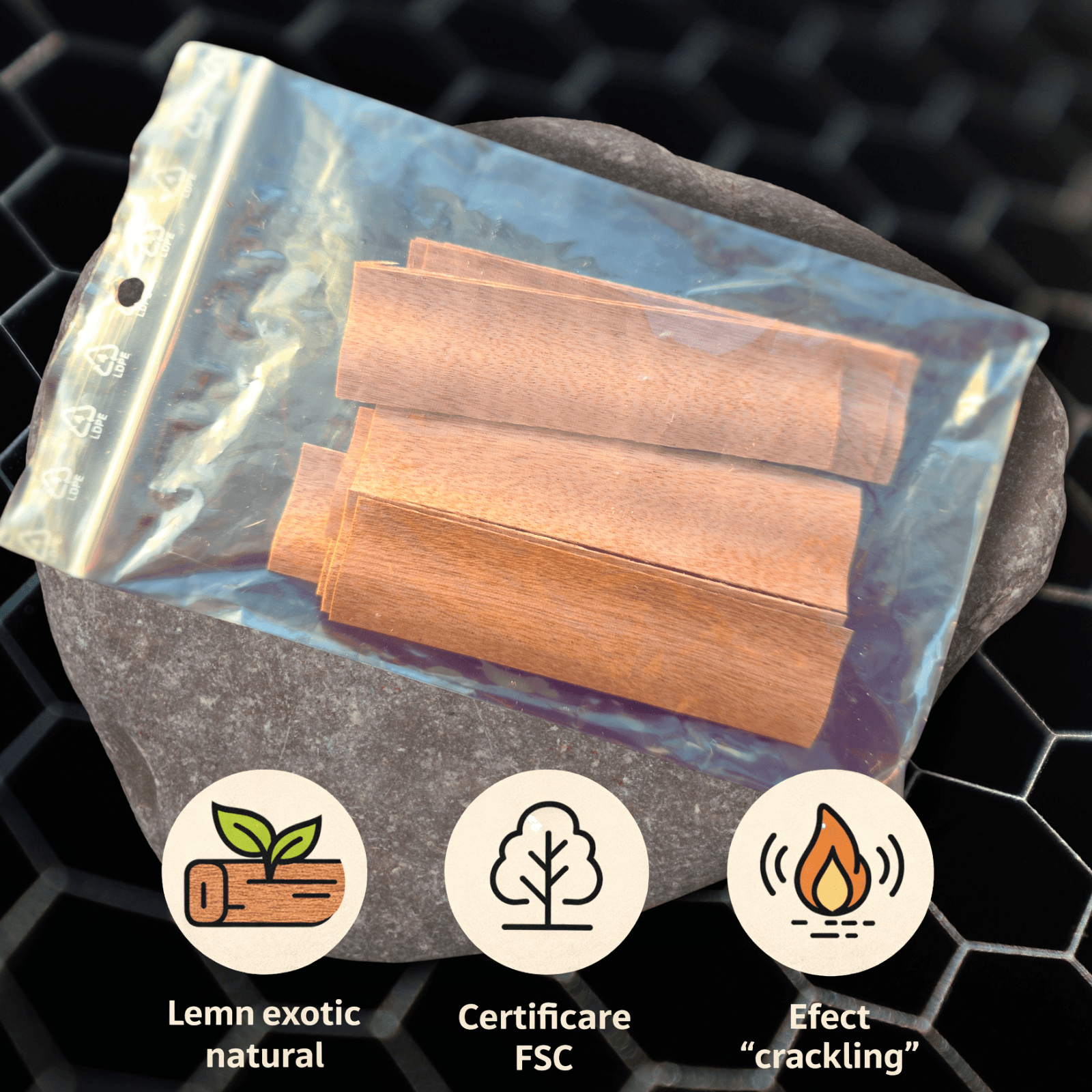 Fitil din lemn exotic tip ondulat – 90 × 25 mm – set 20 buc [1]