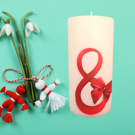 Lumânări Decorative - Lumanare 8 Martie funda