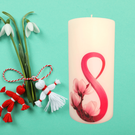 Lumânări Decorative - Lumanare 8 Martie magnolie