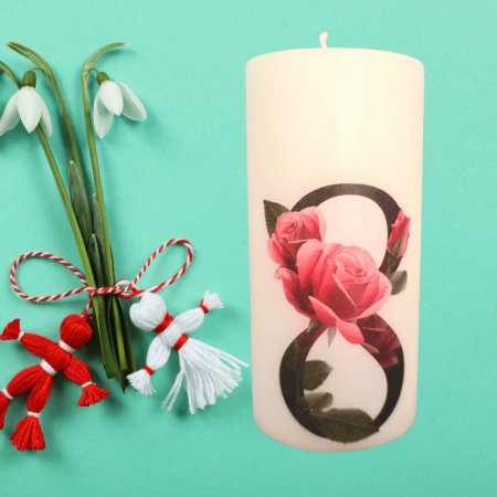 Lumânări Decorative - Lumanare 8 Martie trandafiri