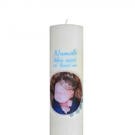 Lumanare Botez Baiatel personalizata cu poza si nume [3]