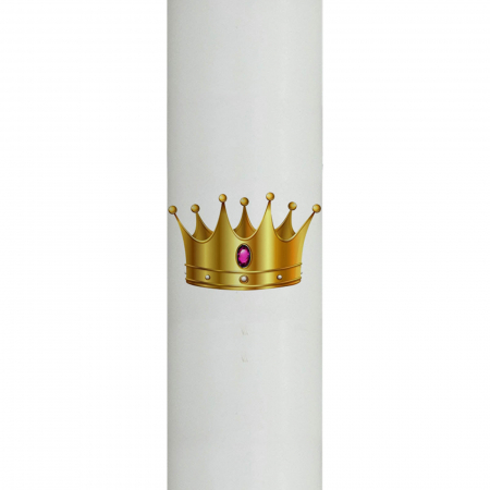 Lumanare Botez Coroana cu roz H35cm D5,5cm [4]