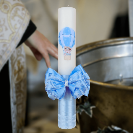 Trusouri si Lumânări decorate Botez - Lumanare botez decorata Balon albastru