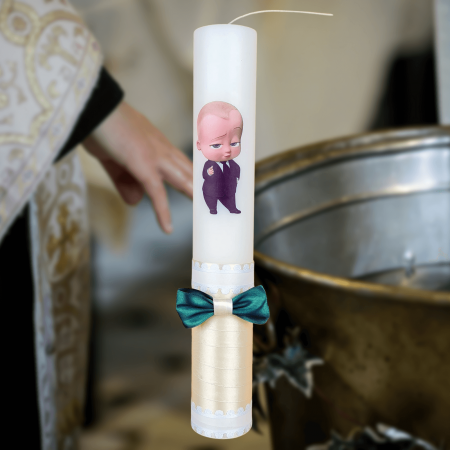 Trusouri si Lumânări decorate Botez - Lumanare botez decorata Bebe Boss
