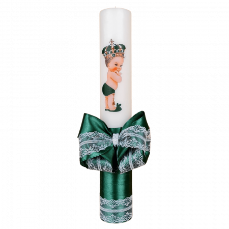 Lumanare botez decorata Print verde [2]