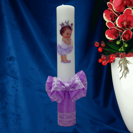 Lumanare botez decorata Printesa cu coroana [2]