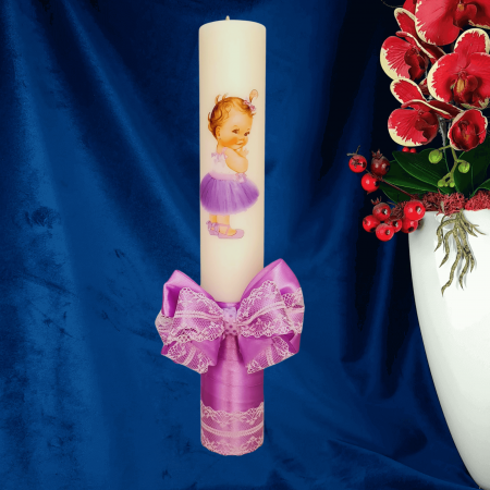 Lumanare botez decorata Printesa Mov [2]