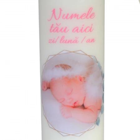 Lumanare Botez Fetita personalizata cu poza si nume [1]