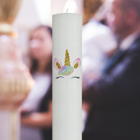 Lumânări Botez simple - Lumanare Botez Unicorn cu sclipici