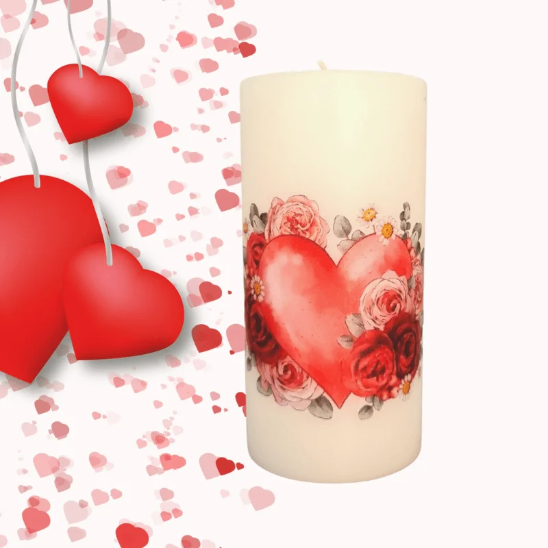 Lumânări Decorative - Lumanare Inima cu flori