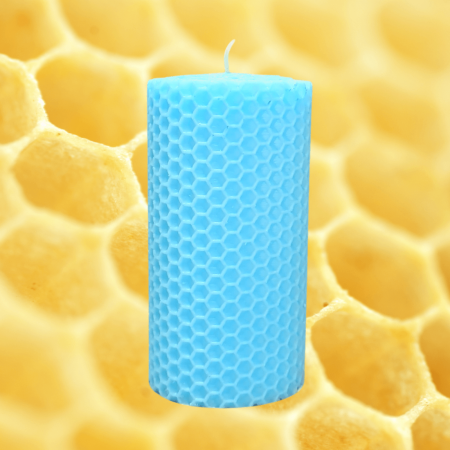Lumanare Marturie din Ceara de Albine naturala tip fagure colorat - Albastru deschis [1]