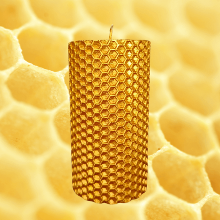Lumanare Marturie din Ceara de Albine naturala tip fagure colorat Auriu [1]
