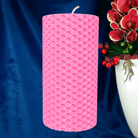 Lumanare Marturie din Ceara de Albine naturala tip fagure colorat - Roz [2]